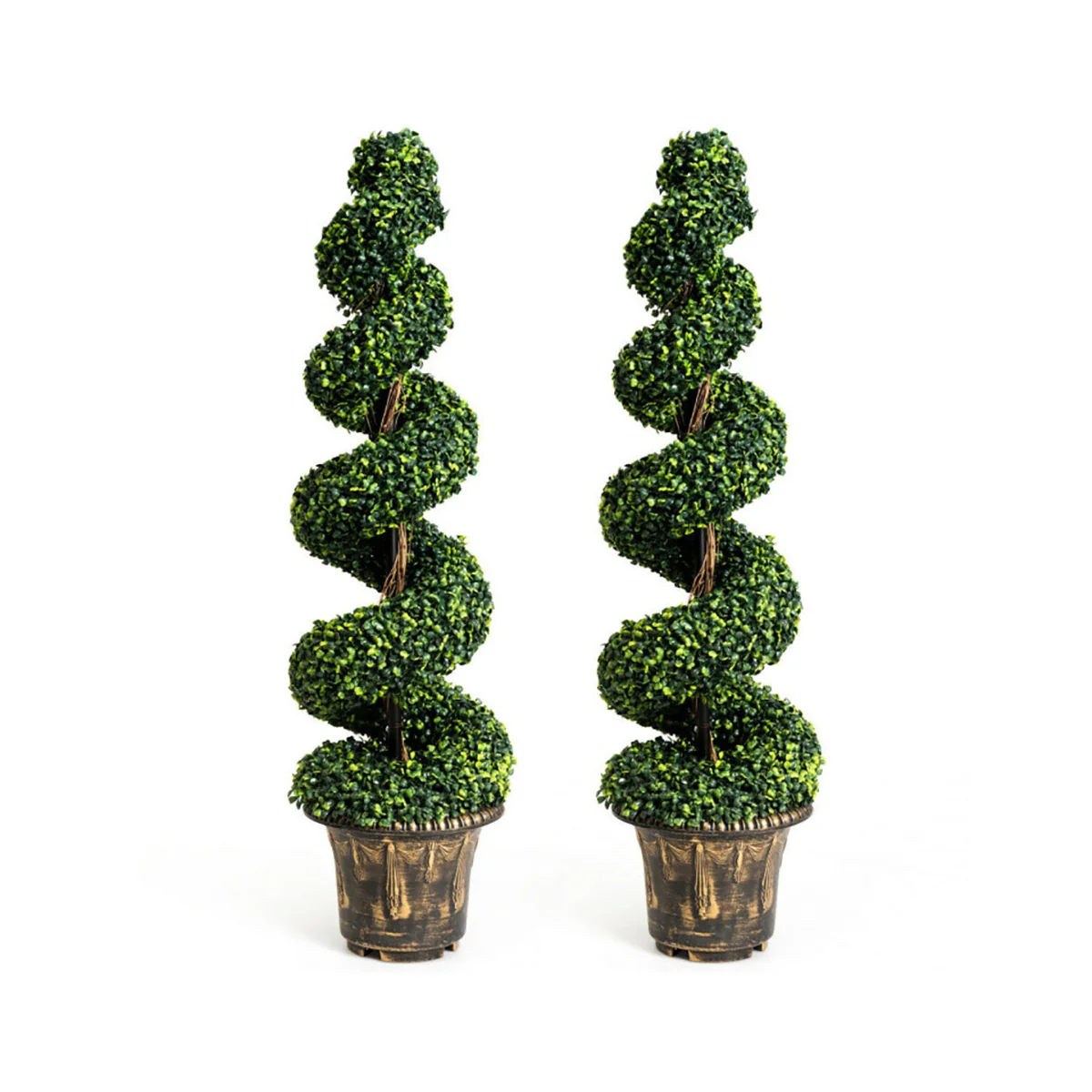 4' Artificial Boxwood Spiral Topiary Trees (Set of 2)