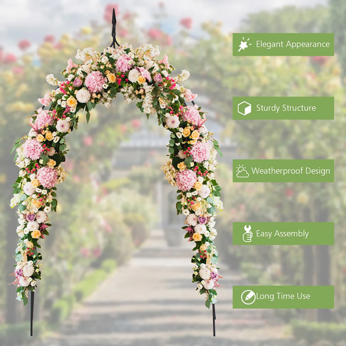 8' Steel Gothic Steel Rose Arch - Image 5