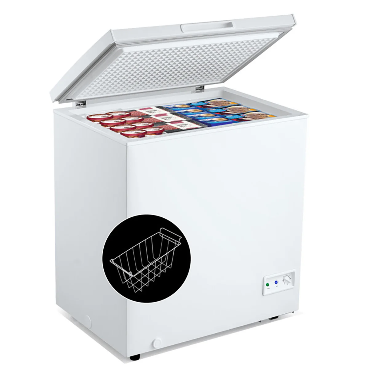 Compact Chest Freezer with Removable Storage Basket - Image 2
