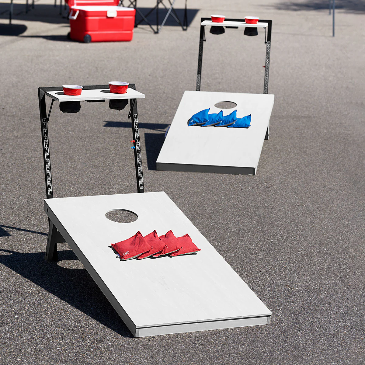 LED Wood Cornhole Set with Integrated Caddy - Image 2