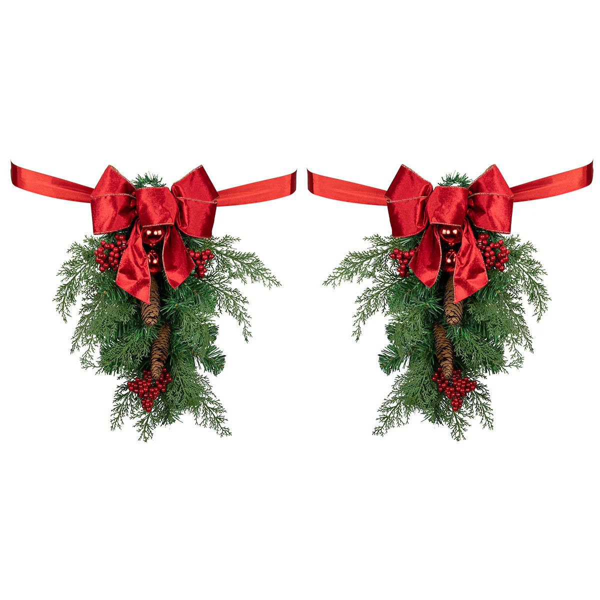 Mixed Cedar and Pine Christmas Chair Back Swags (Set of 2) - Image 2